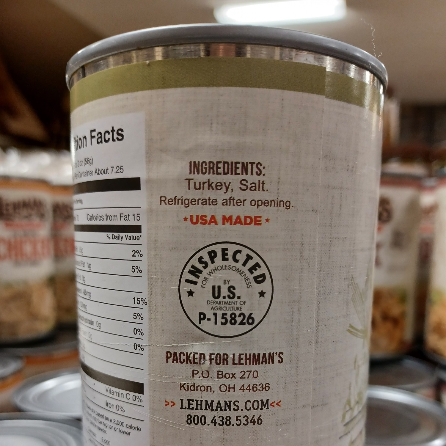 Lehman’s All Natural Canned Meat, USA Made, 14.5 oz, Case of 24, Turkey