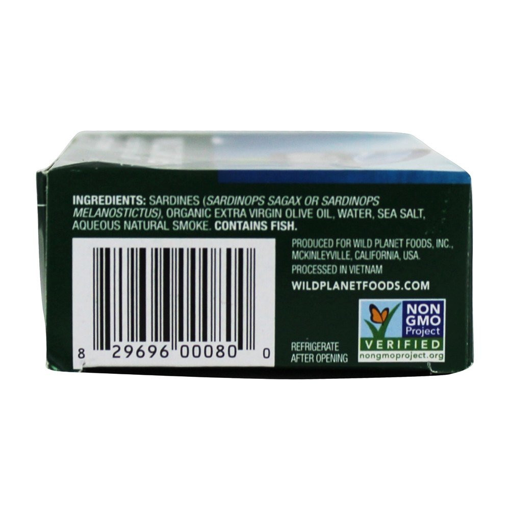 Wild Planet Wild Sardines in Extra Virgin Olive Oil, Sea Salt, Lightly Smoked, T