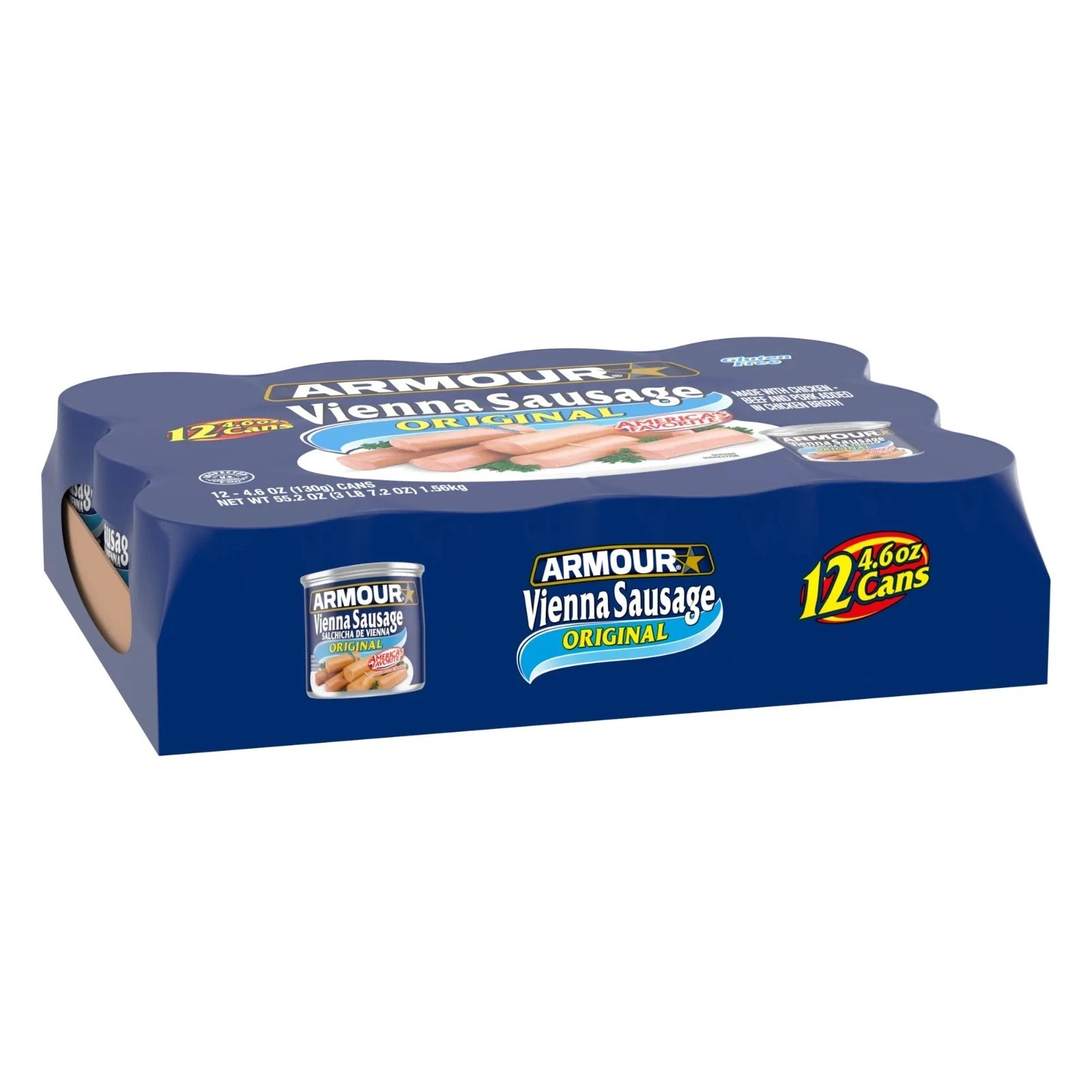 (Pack 2) Armour Original Vienna Sausage, 12g Protein, 4.6 oz Cans, 12 Cans each