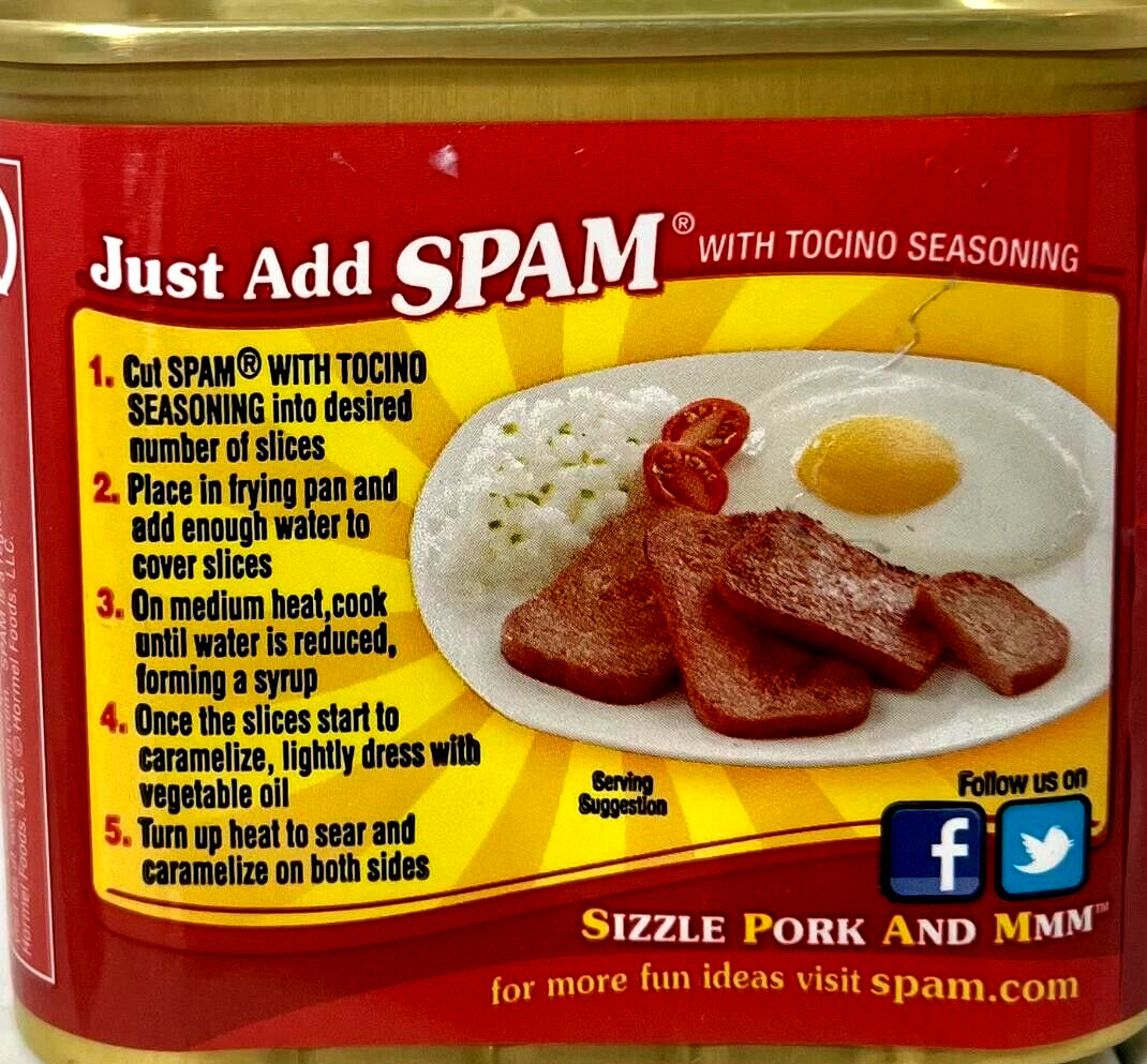 Spam with Tocino Seasoning Luncheon Meat 12 oz Exp 4/2027