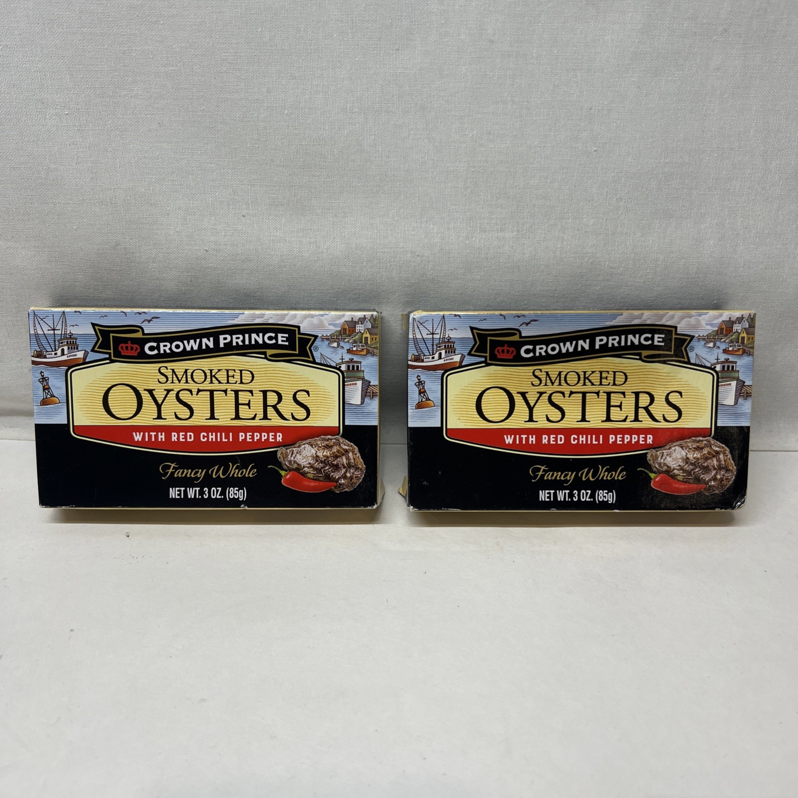 (2 pack) Crown Prince Smoked Oysters with Red Chili Pepper, 3 oz Can