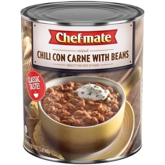 Chef-Mate Original Carne Chili With Beans, 107 Ounces – 6 Cans Per Case