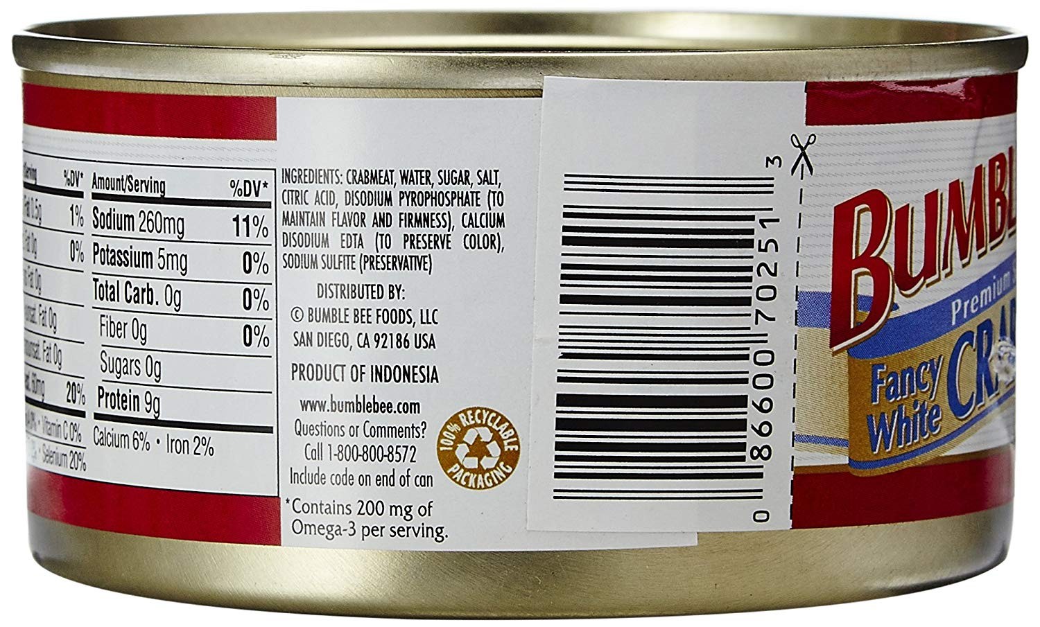 Bumble Bee White Crabmeat, 6 Ounce