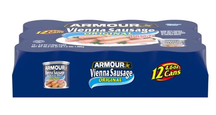 Armour Original Vienna Sausage -12g Protein Per Serving, 4.6 oz Can Pack of 12