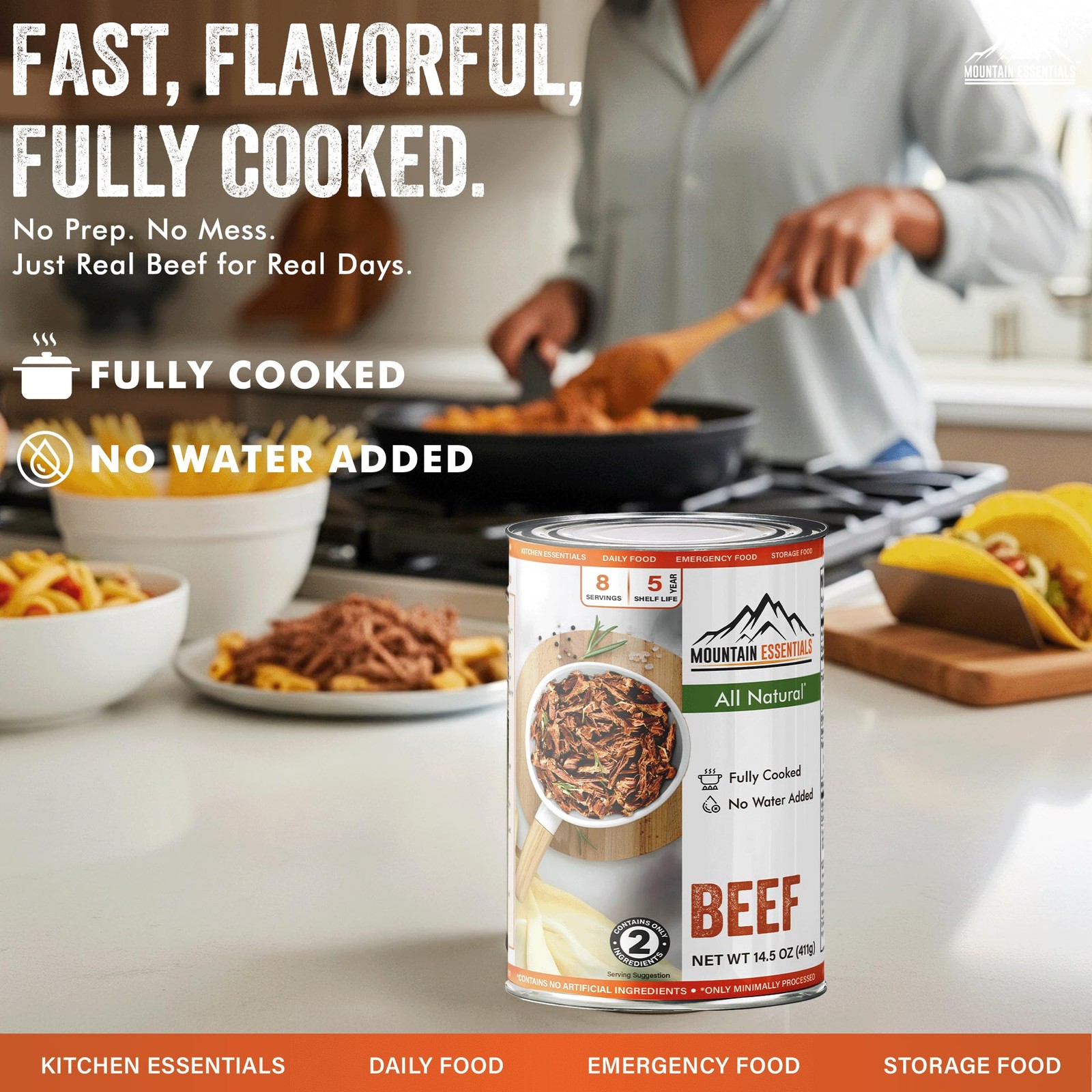 Mountain Essentials All Natural Canned Beef 14.5 oz Ready to Eat, Gluten Free