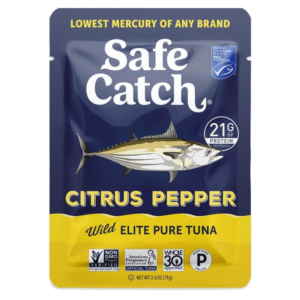 Safe Catch Elite Lowest Mercury Wild-Caught Tuna Pouch Citrus Pepper Seasoned…
