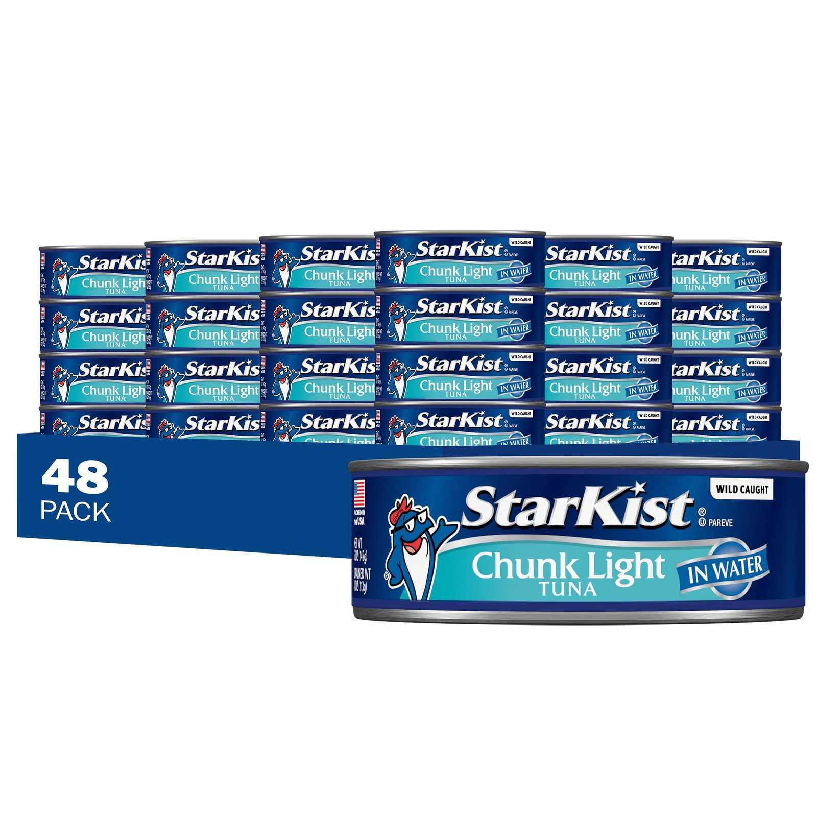 Chunk Light Tuna in Water, 5 oz (48 Pack) Canned Tuna Fish, Wild Caught, Glut…