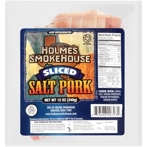 Holmes Sliced Salt Pork 12 Oz (4 Pack)