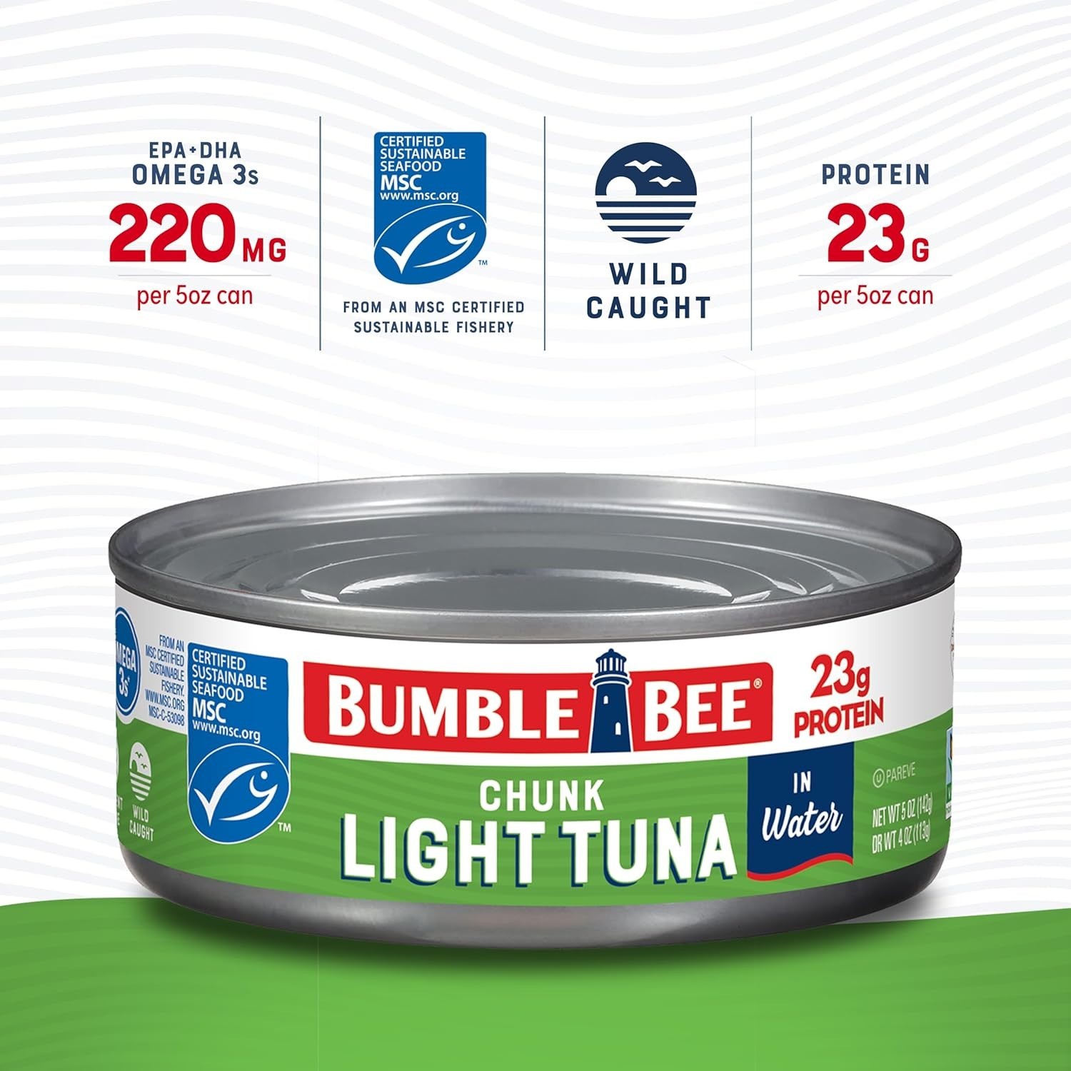 Bumble Bee Chunk Light Tuna In Water, 5 oz Cans (Pack of 24) – Wild Caught Sk..