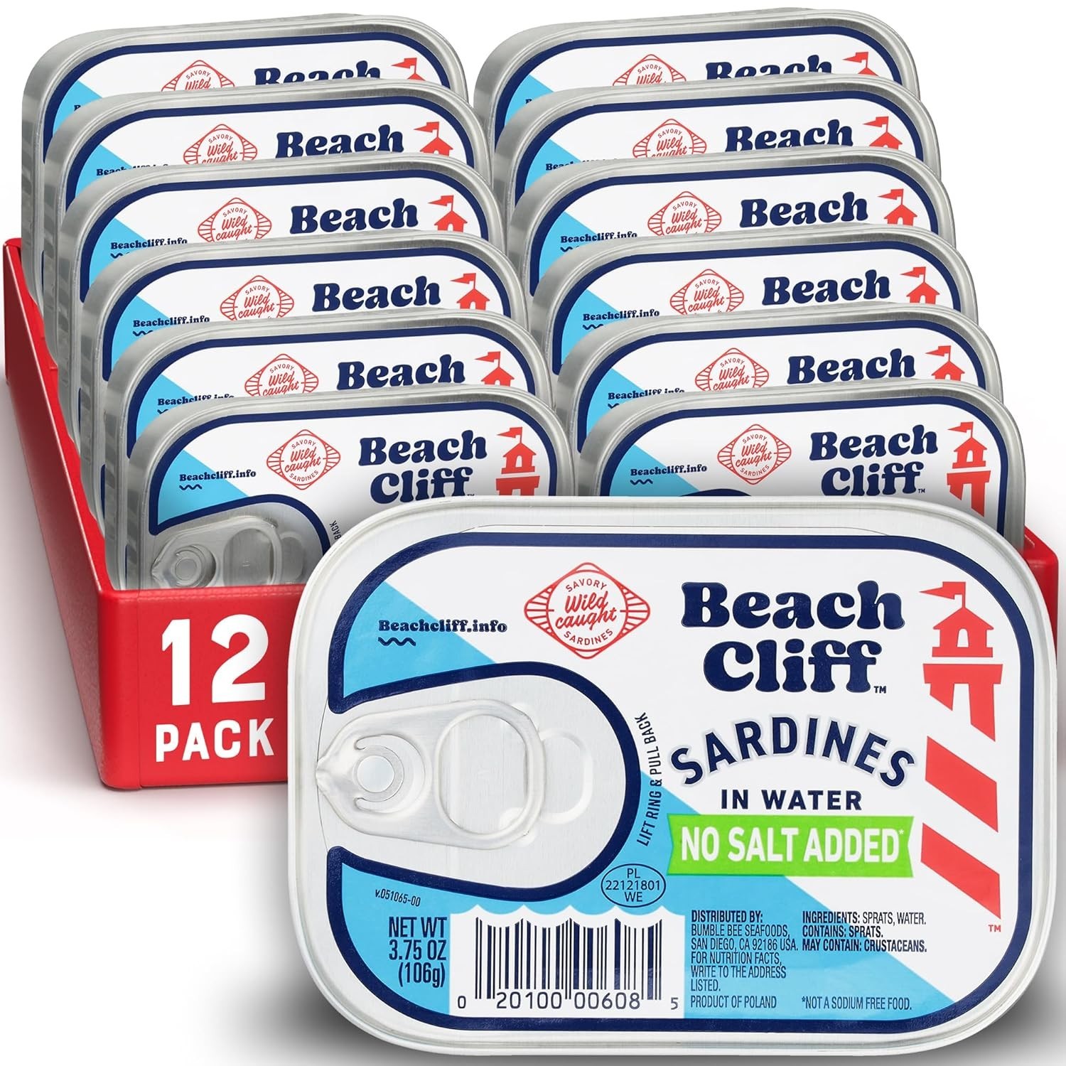 Convenient No Salt Added Canned Sardines – Ideal for Healthier Recipes, 12-Pack