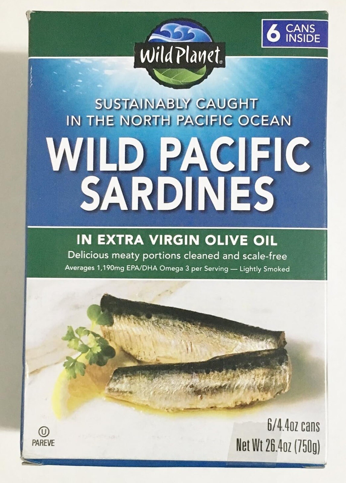 Wild Planet Wild Pacific Sardines in Extra Virgin Olive Oil, 4.4 Ounce (6 Count)