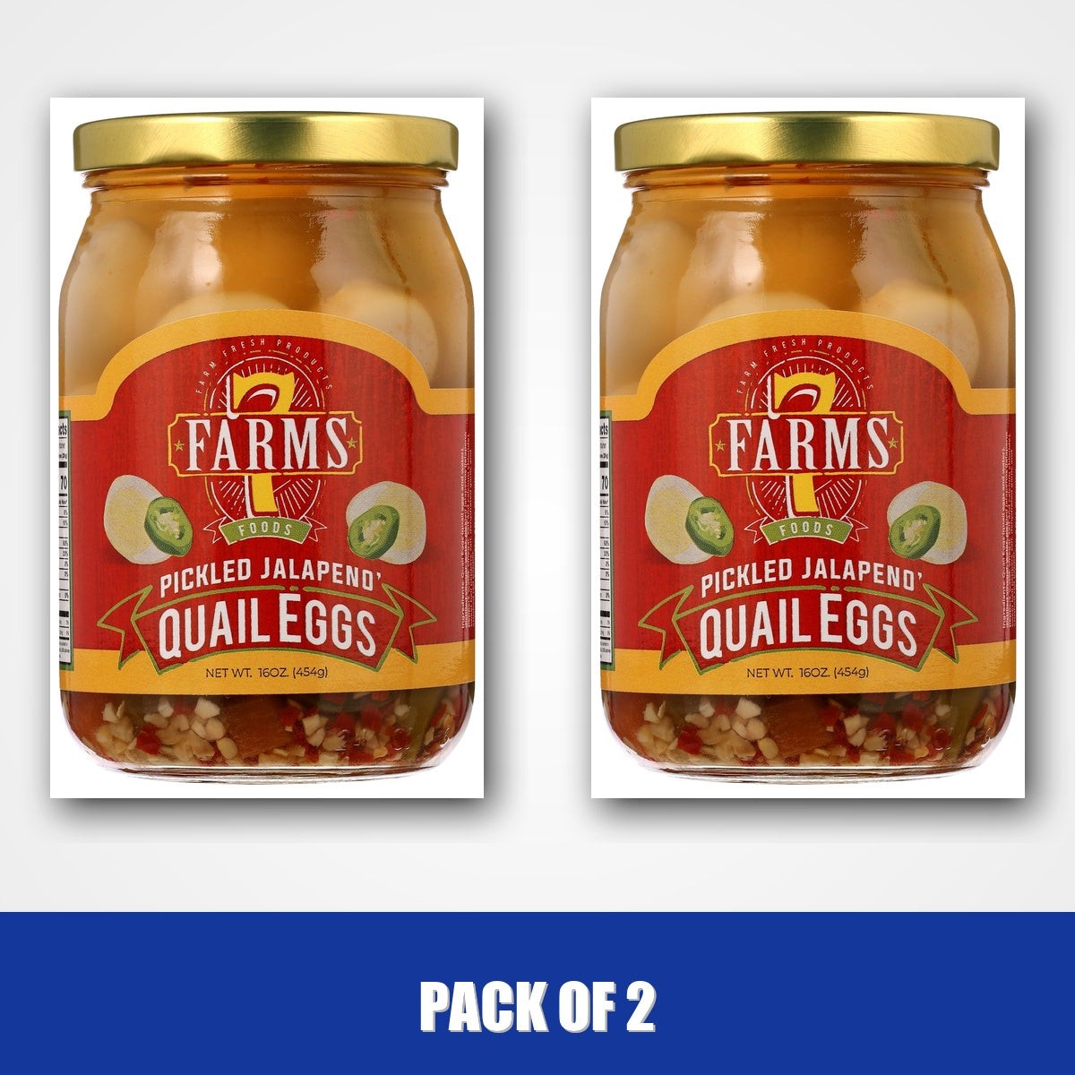 Pack of 2 – 7 Farms Pickled Jalapeno Quail Eggs