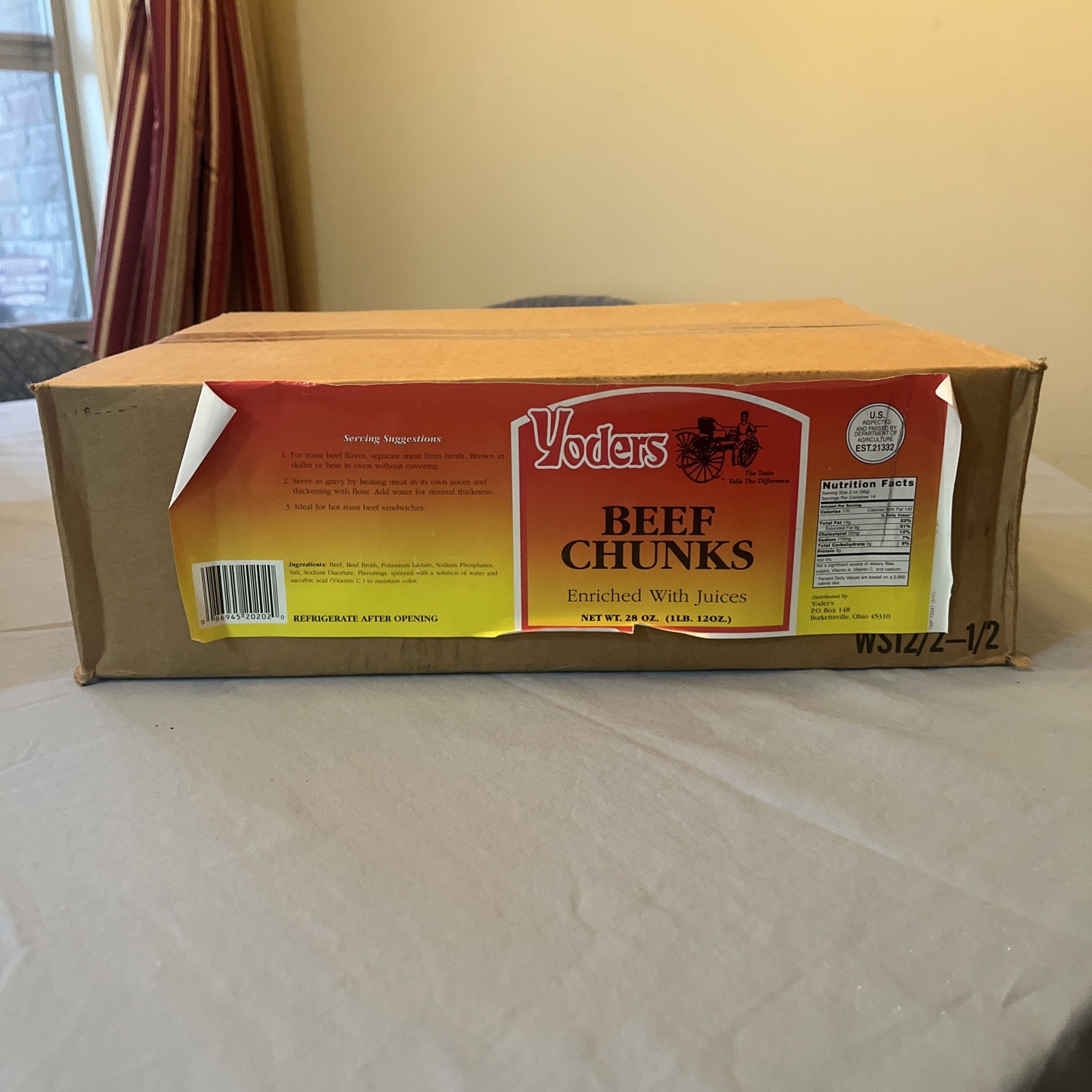 Yoders Canned Beef Chunks 28oz – Fully Cooked, Ready to Eat Meat