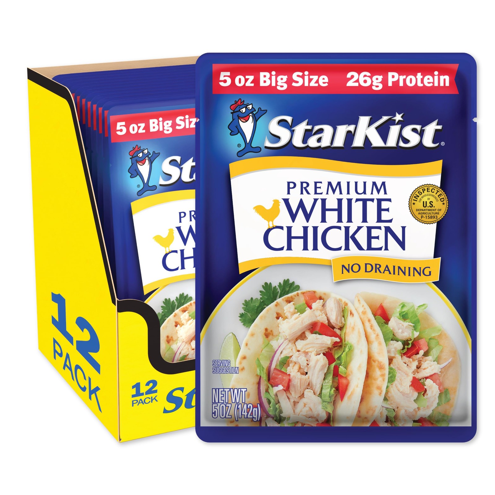StarKist Premium White Chicken, 5 oz Pouch Pack of 12
