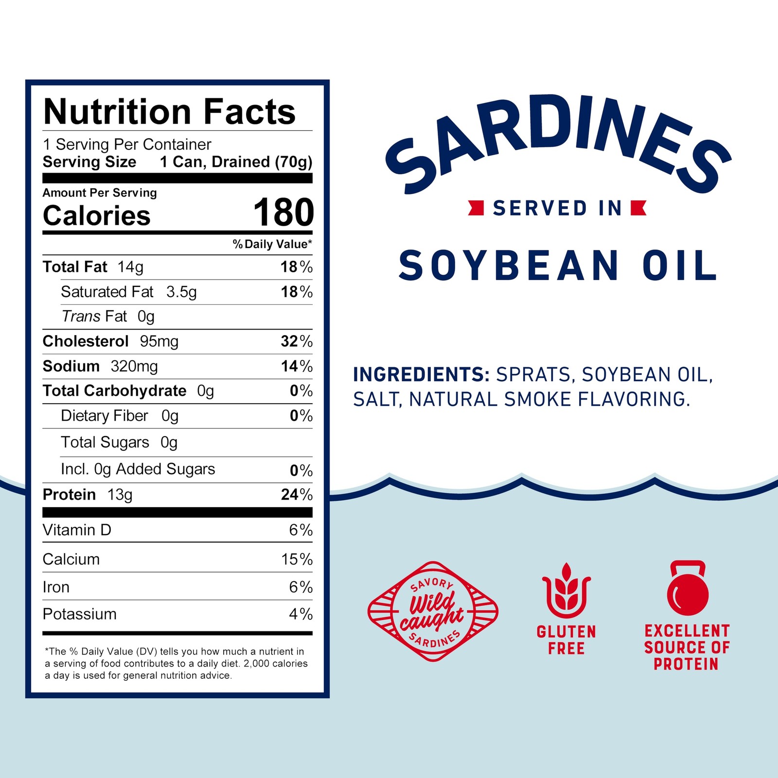 Wild Caught Sardines in Soybean Oil, 3.75 oz Can (Pack of 12) – 13g Protein p…