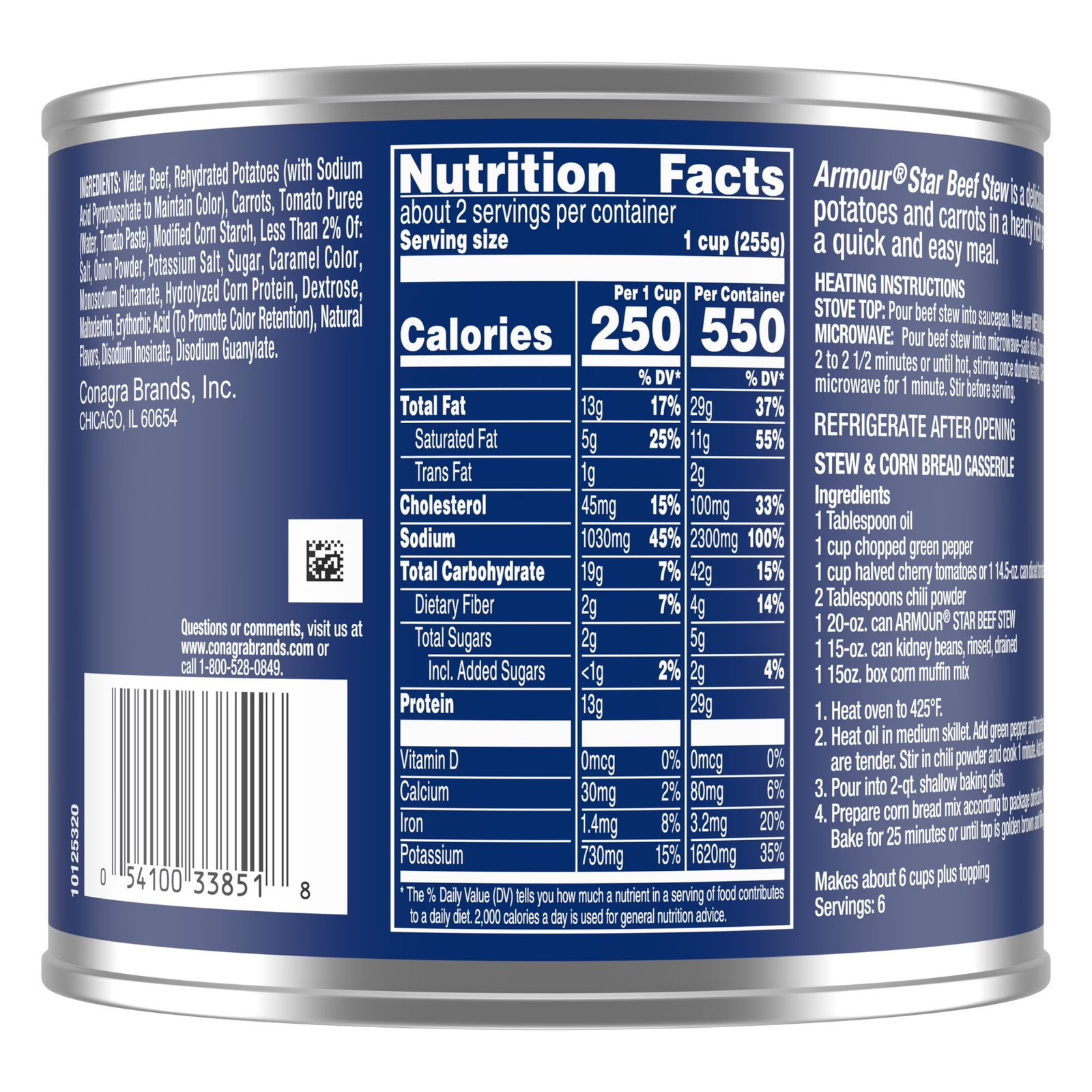(4 pack) Classic Homestyle Beef Stew, 13g Protein Per Serving, 20 oz Can