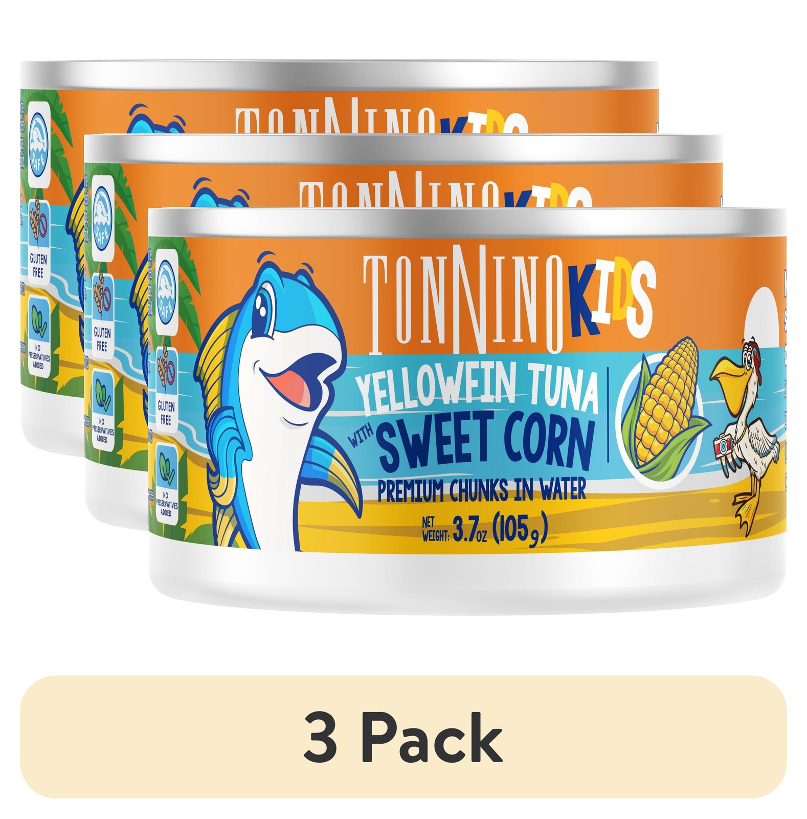 Tonnino Yellowfin Tuna with Corn (3 Pack) – Wild Caught, 3.7oz