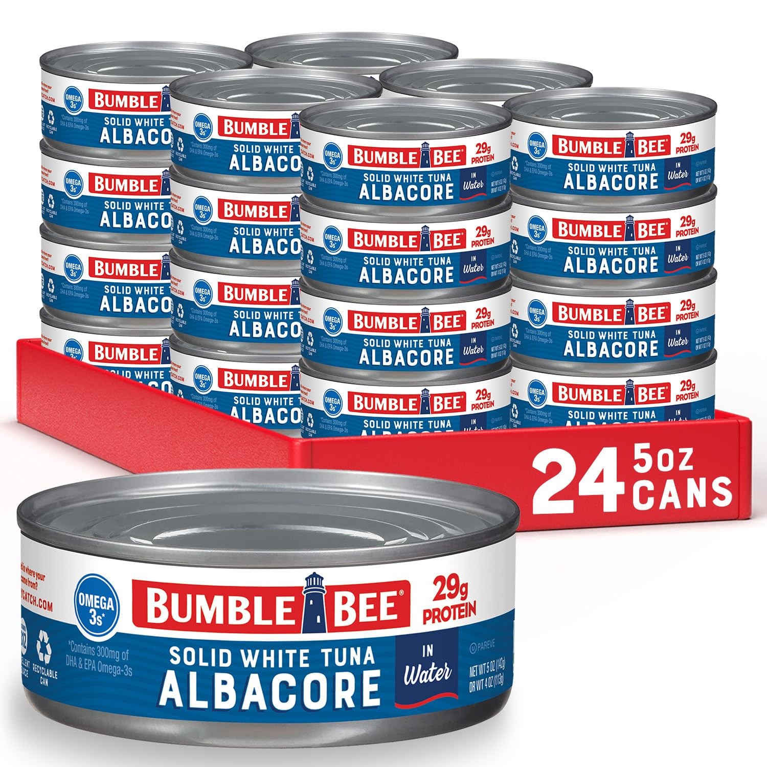 Bumble Bee Solid White Albacore Tuna in Water, 5 oz Can Pack of 24 Wild Caug…