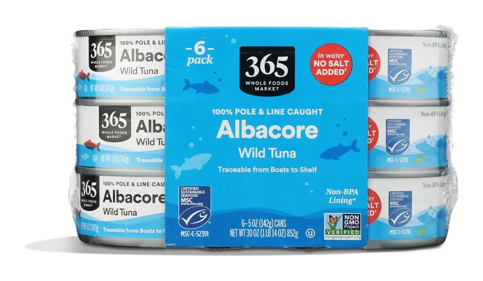 Nutritious No Salt Albacore Tuna, 5oz Cans – 6-Pack for Healthy Snacking