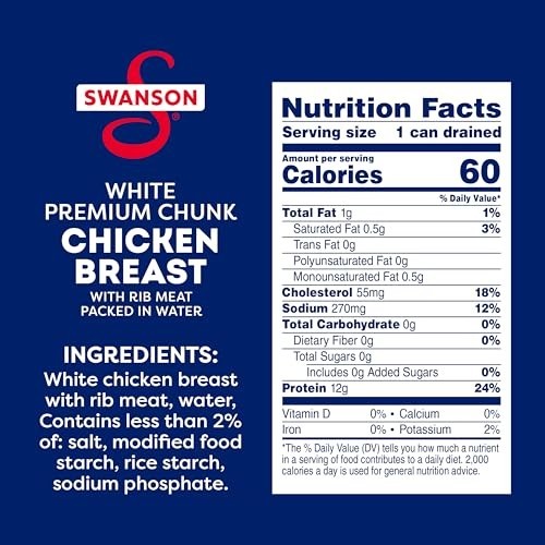 Premium Chunk Canned Chicken Breast in Water, Fully Cooked, 4.5 OZ, Case of 24