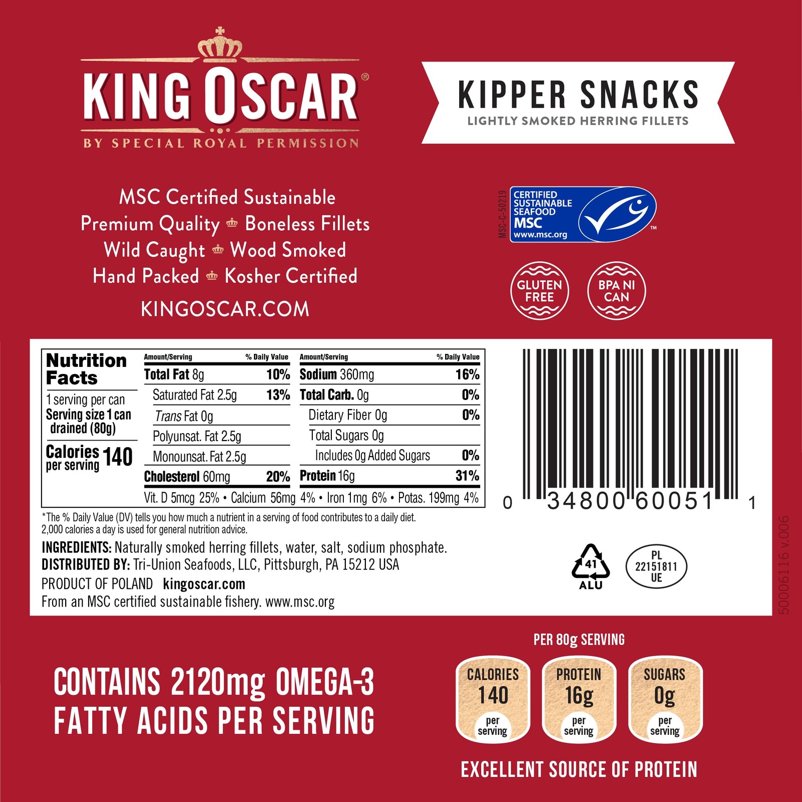 King Oscar Kipper Snacks, 3.54 Ounce Cans (Pack of 12)