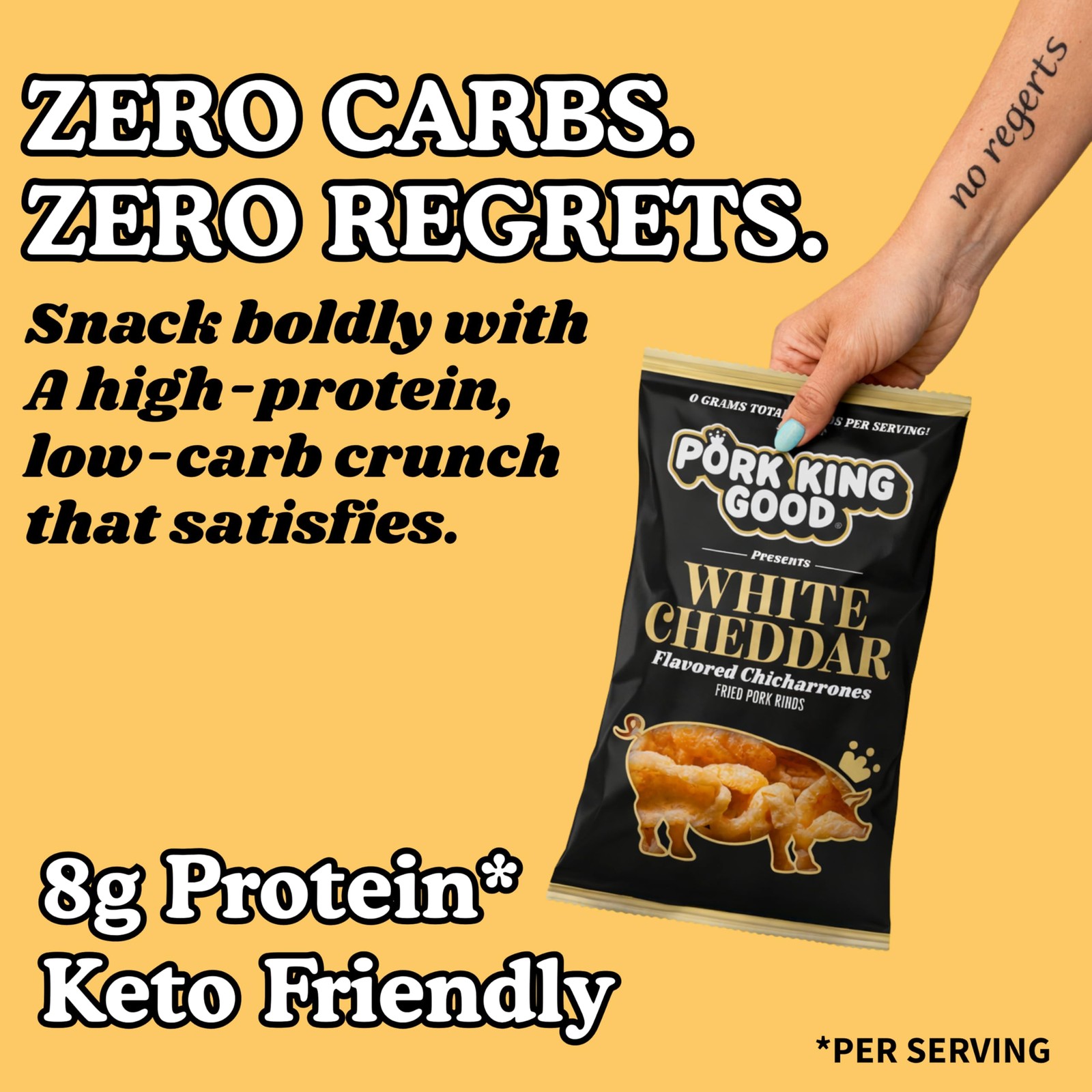 Pork Rinds Chicharrones White Cheddar, 4 Pack