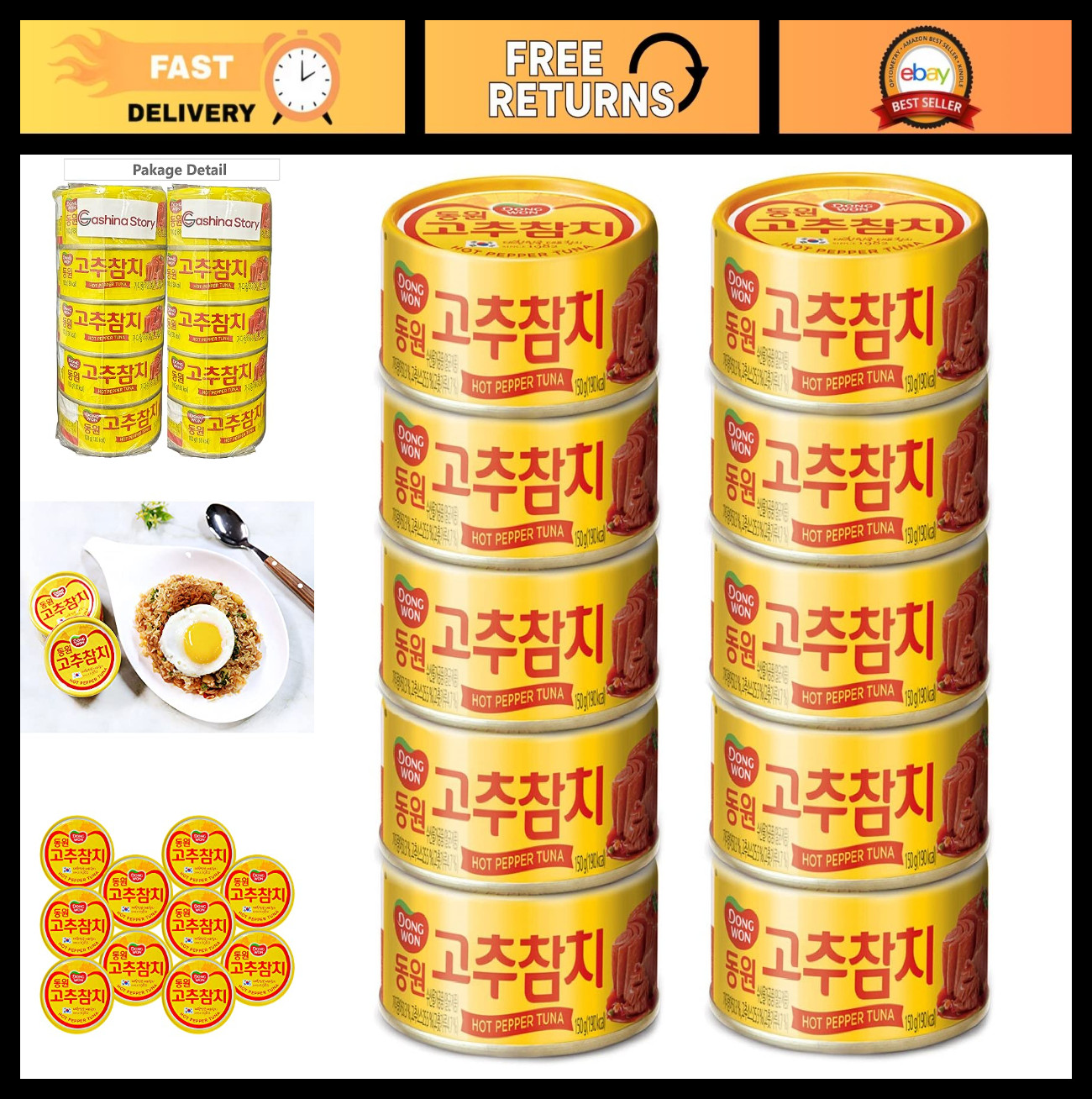 Spicy Korean Canned Tuna in Hot Pepper Sauce, 100g (3.5oz) x 10 Cans – Seafood D