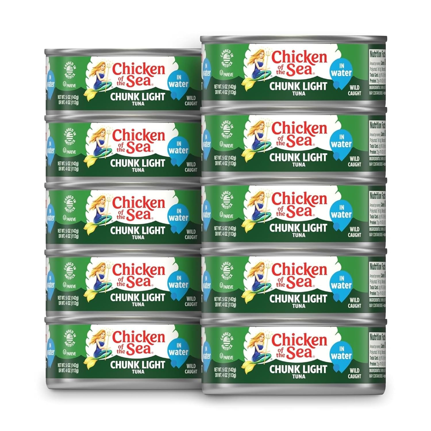 Wild Caught Chunk Light Tuna 5 Ounce Cans 10-Count – High Protein 100% Classic