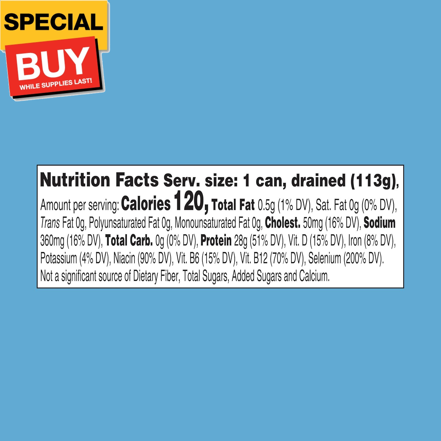 Selects Solid Light Tuna in Water Can, Tuna in Water , 4.5 Ounce (Pack of 12)