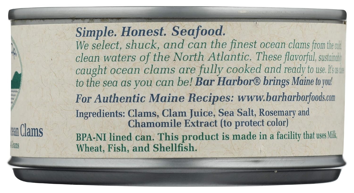 Bar Harbor, Clams Whole Gourmet Ocean, 6.5 Ounce