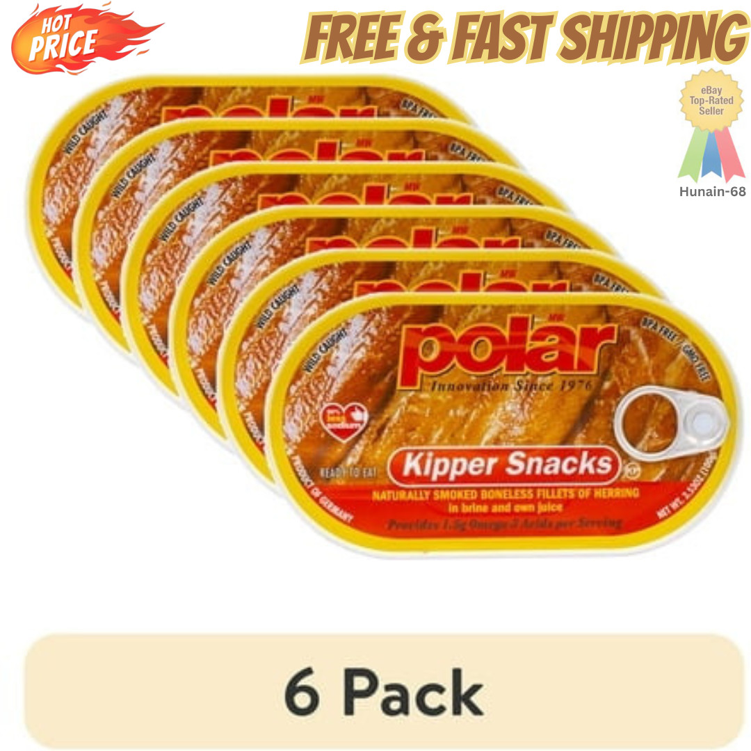 (6 pack) MW Polar Smoked Boneless Herring Kipper Snacks, 3.53 oz