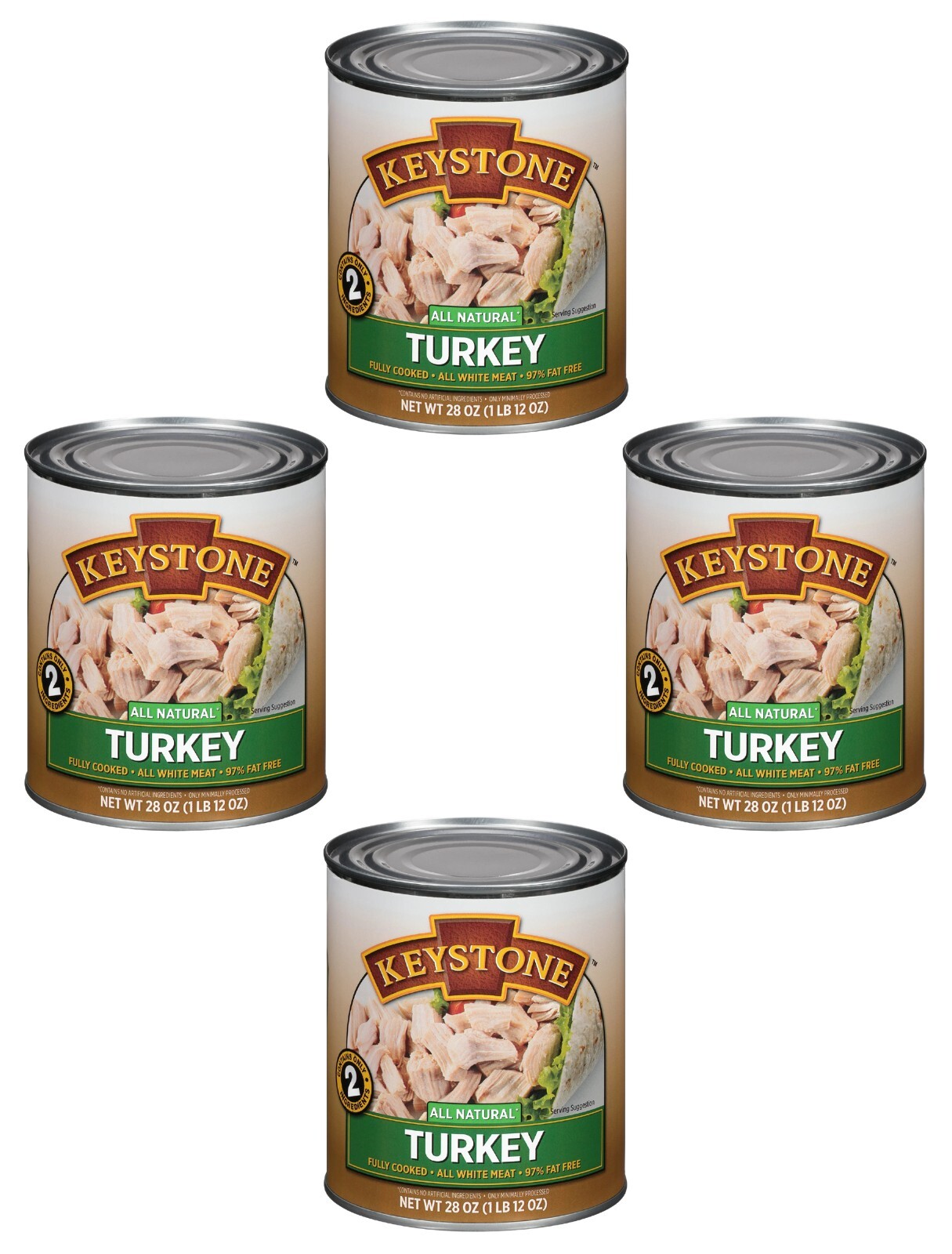 Keystone All Natural Canned Turkey, 4-pack -(28 oz) – Fully Cooked, No Preserves