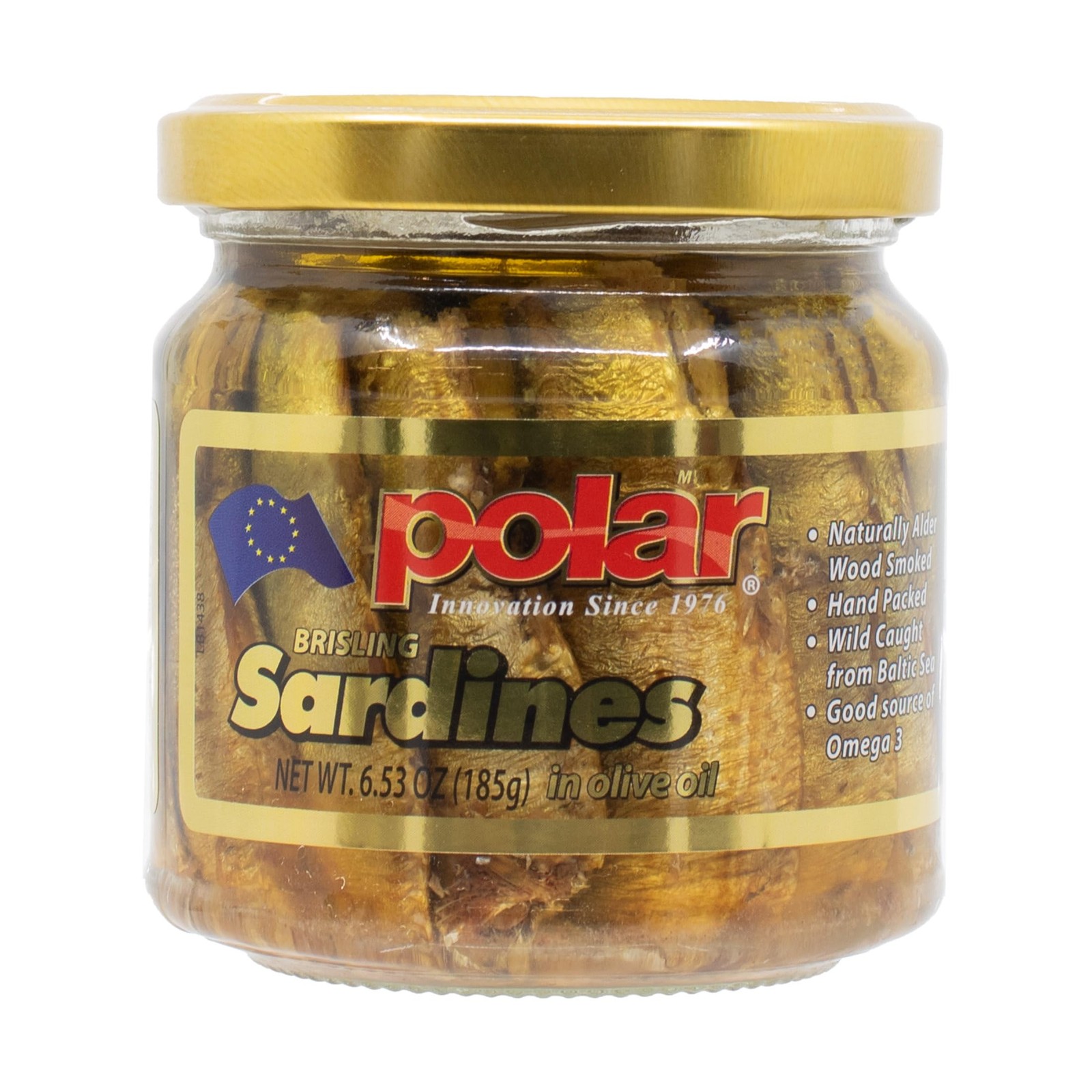 MW Polar Naturally Alder Wood Smoked Brisling Sardines in Olive Oil, 6.5oz Ja…