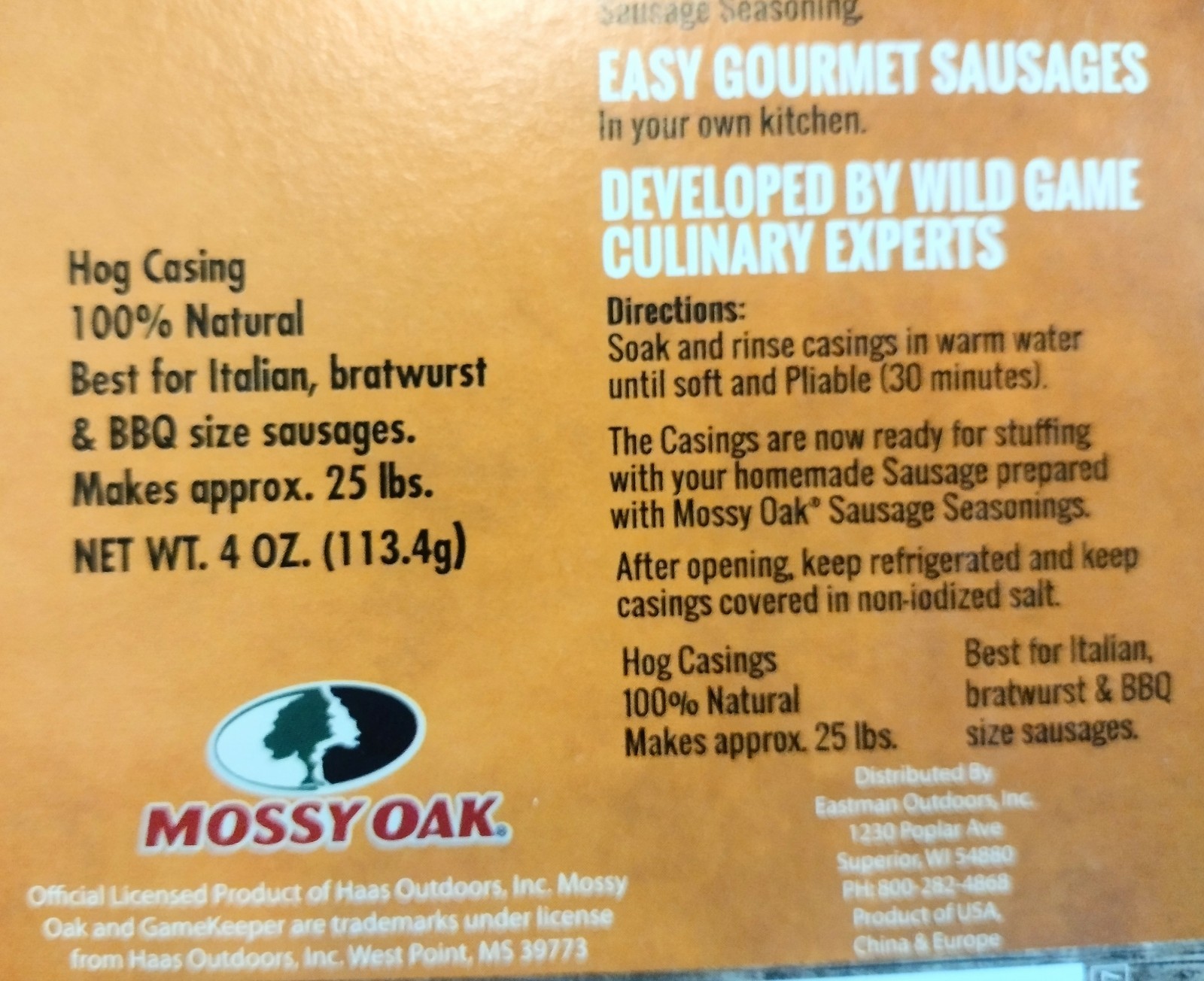 Mossy Oak® Gamekeeper Hog Casings Sausage Making Lot Of 2 New