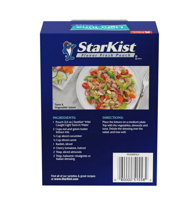StarKist Chunk Light Tuna in Water – 2.6 oz Pouch (8-Pack)