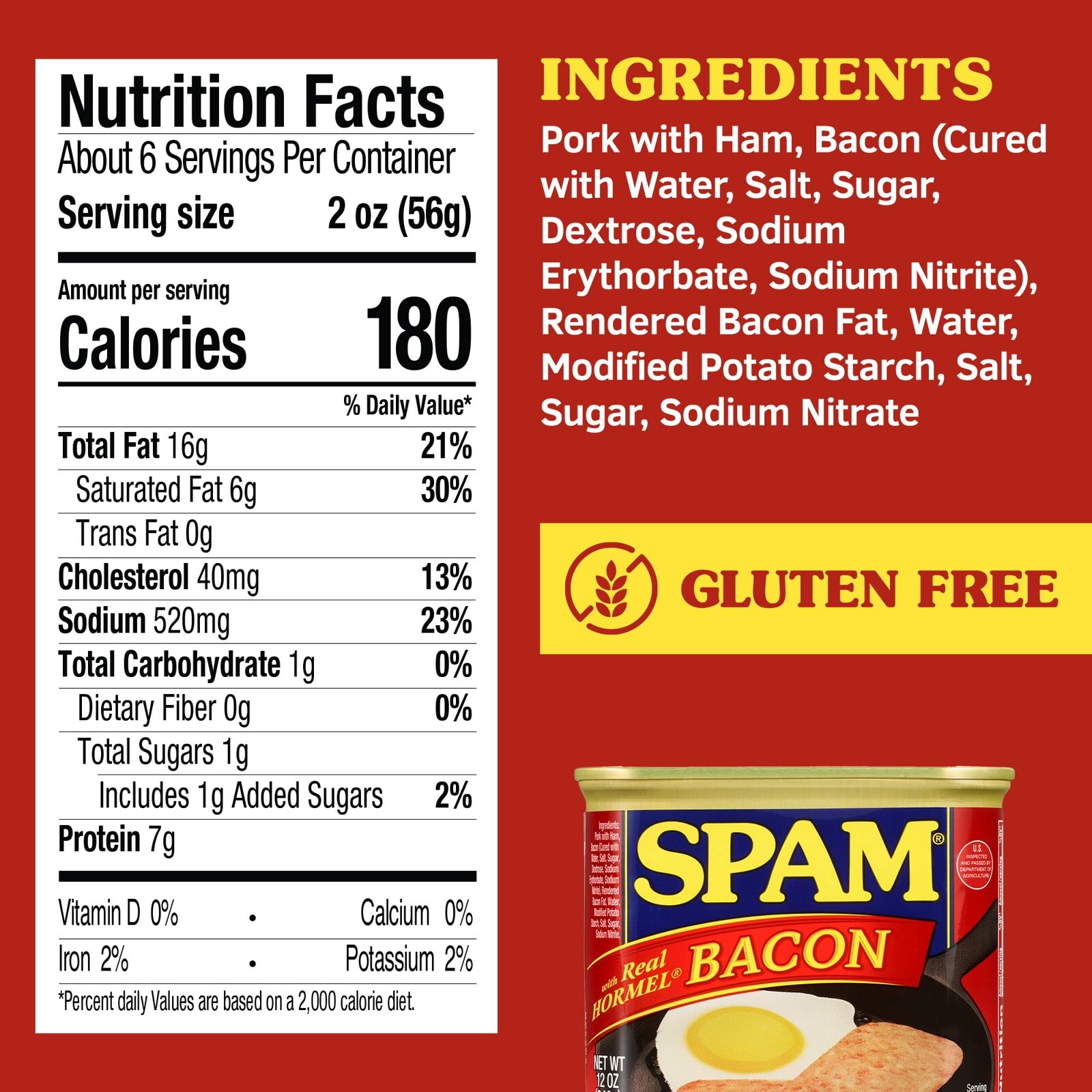 SPAM 🍳with Real HORMEL Bacon 🥓 7 g protein, 12 oz (Pack of 12)