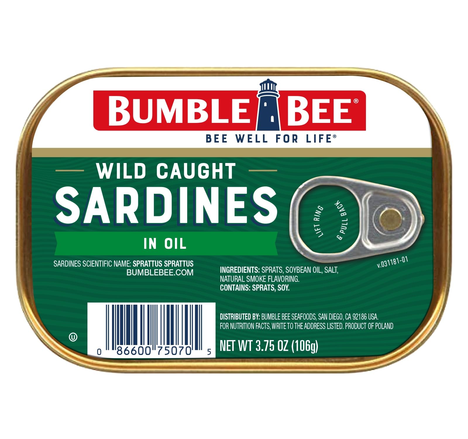 Wild Caught Sardines in Oil, 3.75 oz – Gluten Free, Keto, Kosher Snack