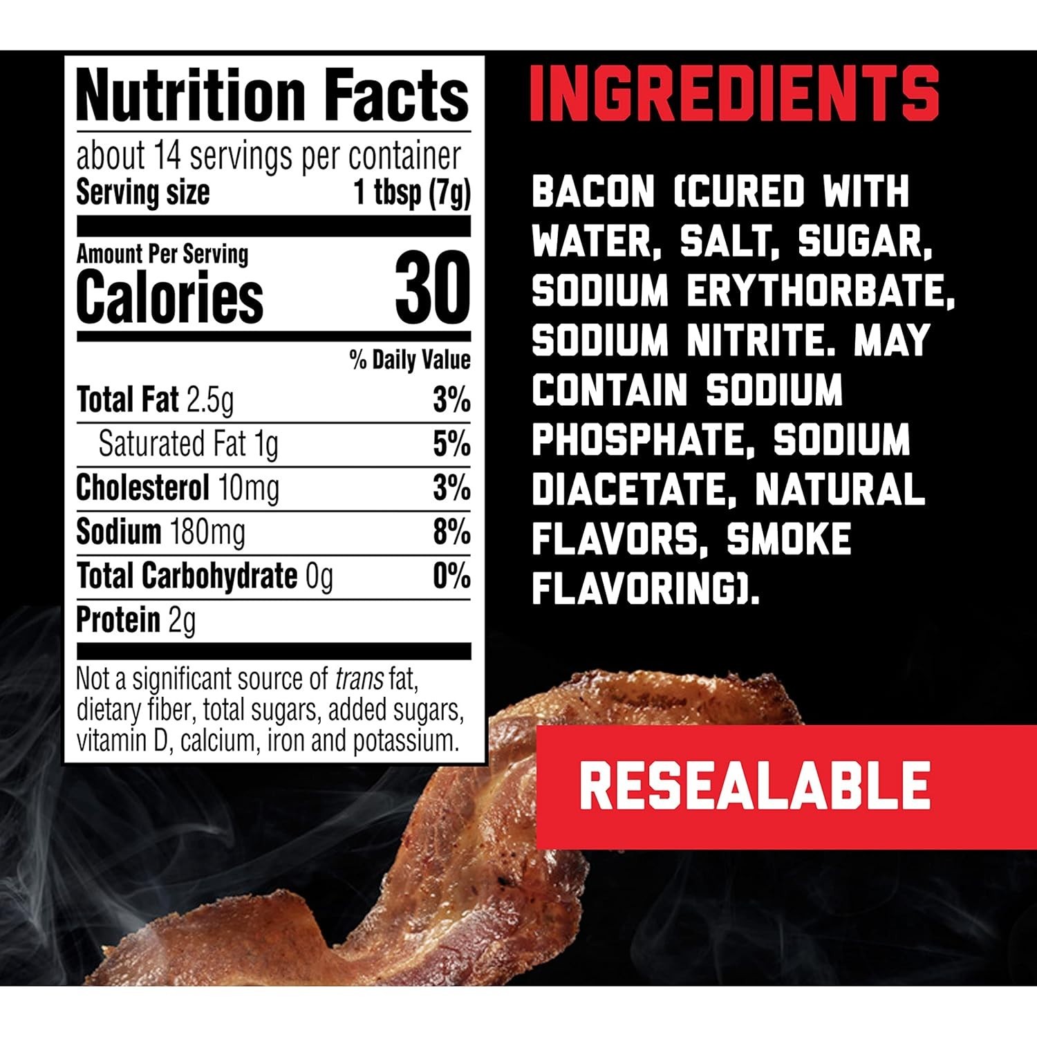 Hormel Black Label Fully Cooked 100% Real Chopped Bacon, Natural Smoked, 3.5 Oz