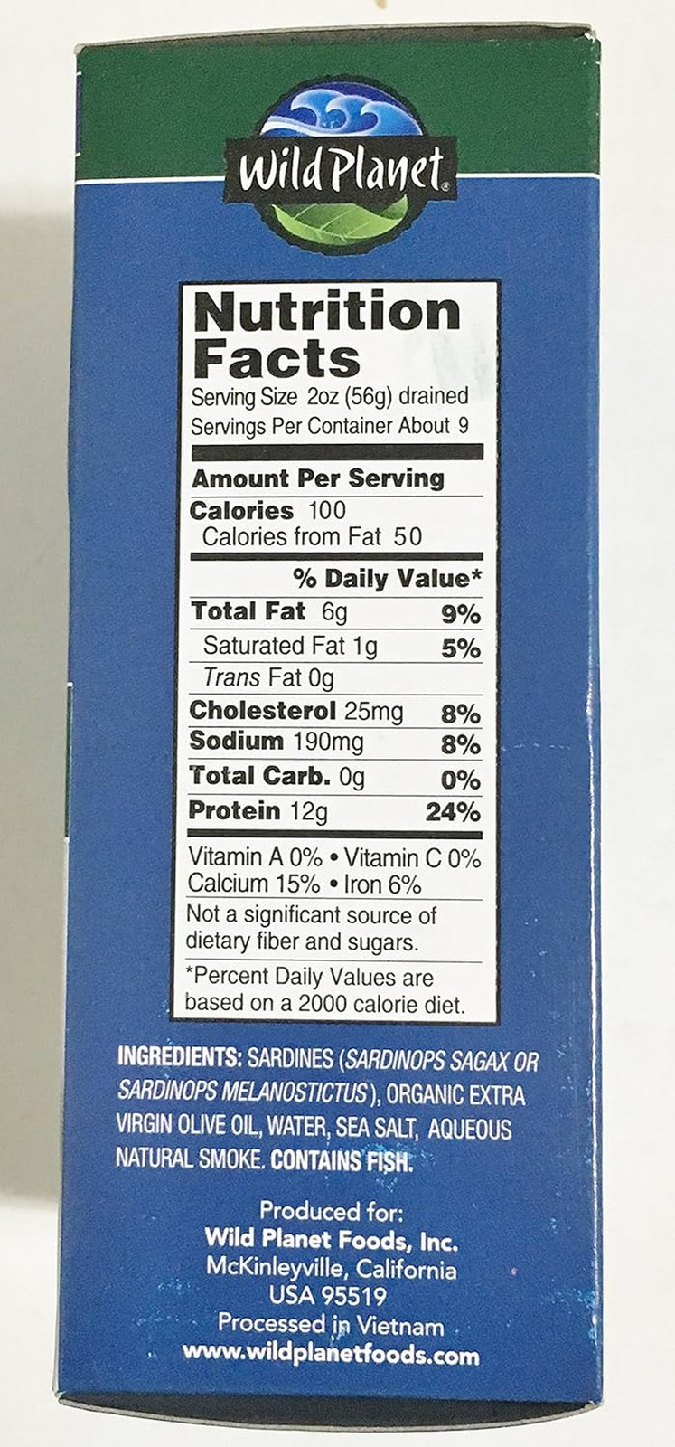 Wild Planet Wild Pacific Sardines in Extra Virgin Olive Oil 4.375 Ozs. Pack of 1