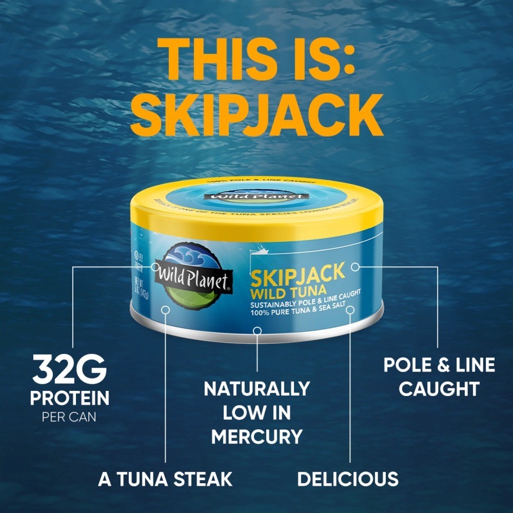 Wild Skipjack Tuna in Sea Salt 5 oz Canned Fish 4 Pack