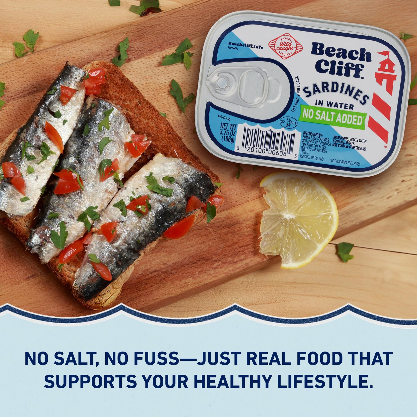 Wild Caught Canned Sardines in Water, No Salt Added, 3.75 Ounce (Pack of 12) …
