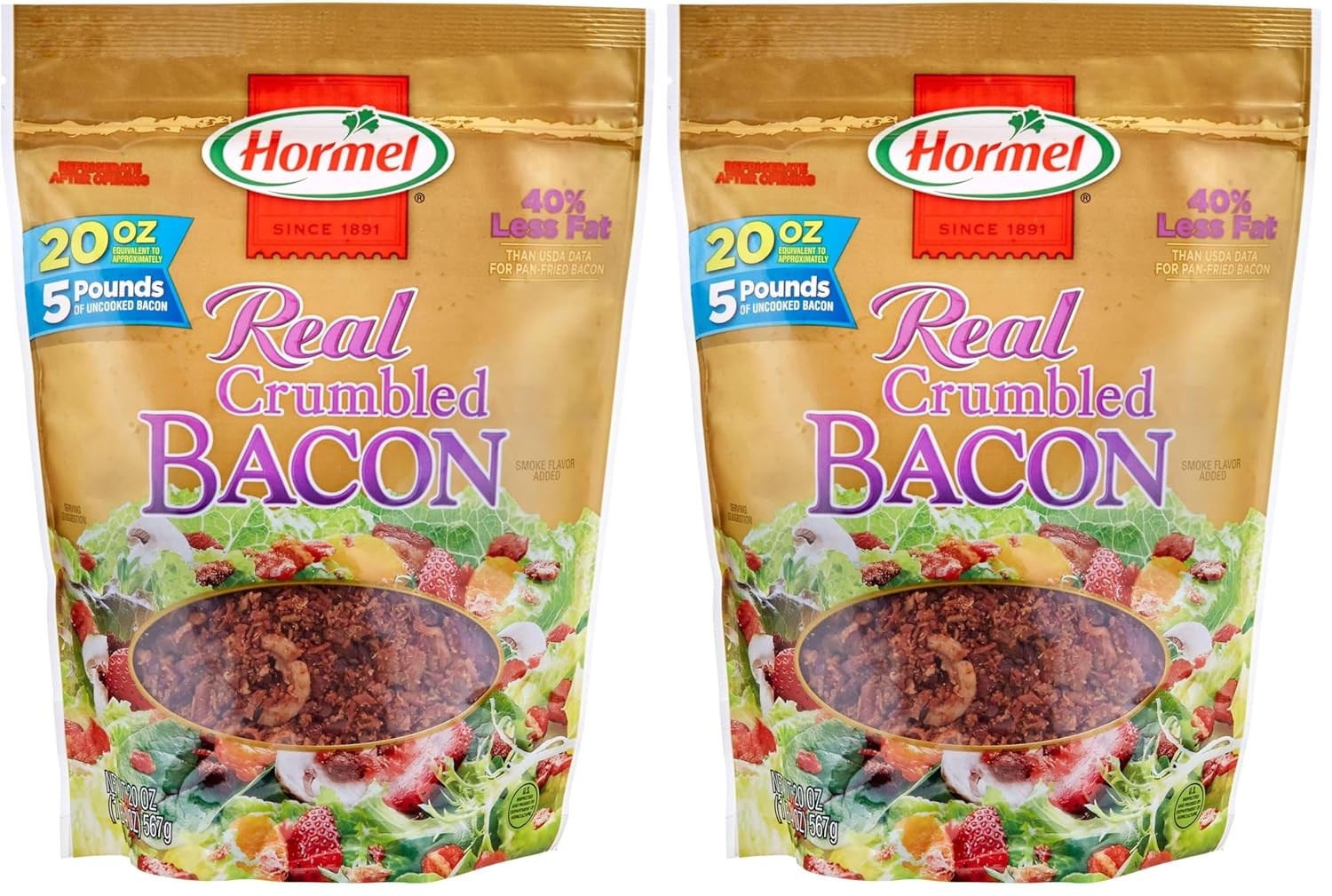 Hormel Premium Real Crumbled Bacon 20 Oz Pouch Pack of 2 Oz Crumbled Bacon