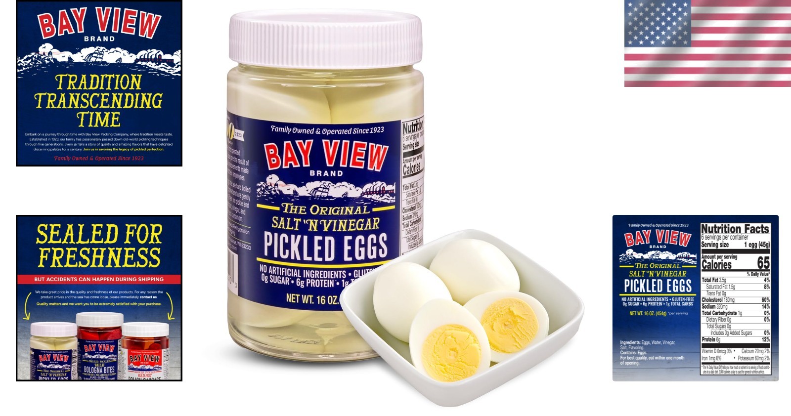 Authentic Salt ‘N Vinegar Pickled Eggs, Boiled & Peeled – 16oz Family-Run Flavor