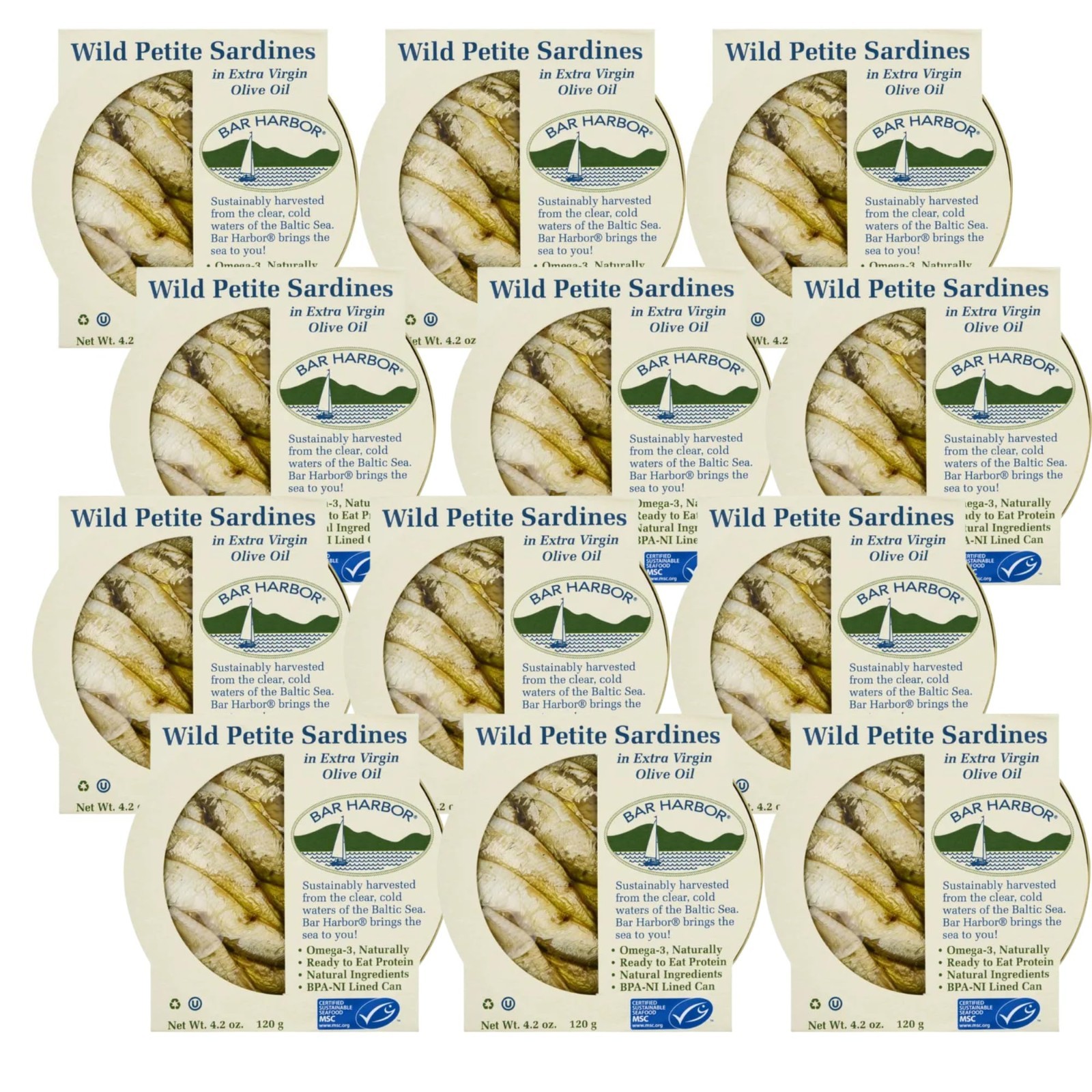 Wild Caught Petite Sardines in Extra Virgin Olive Oil, 4.2 oz – Hand-Packed, 12