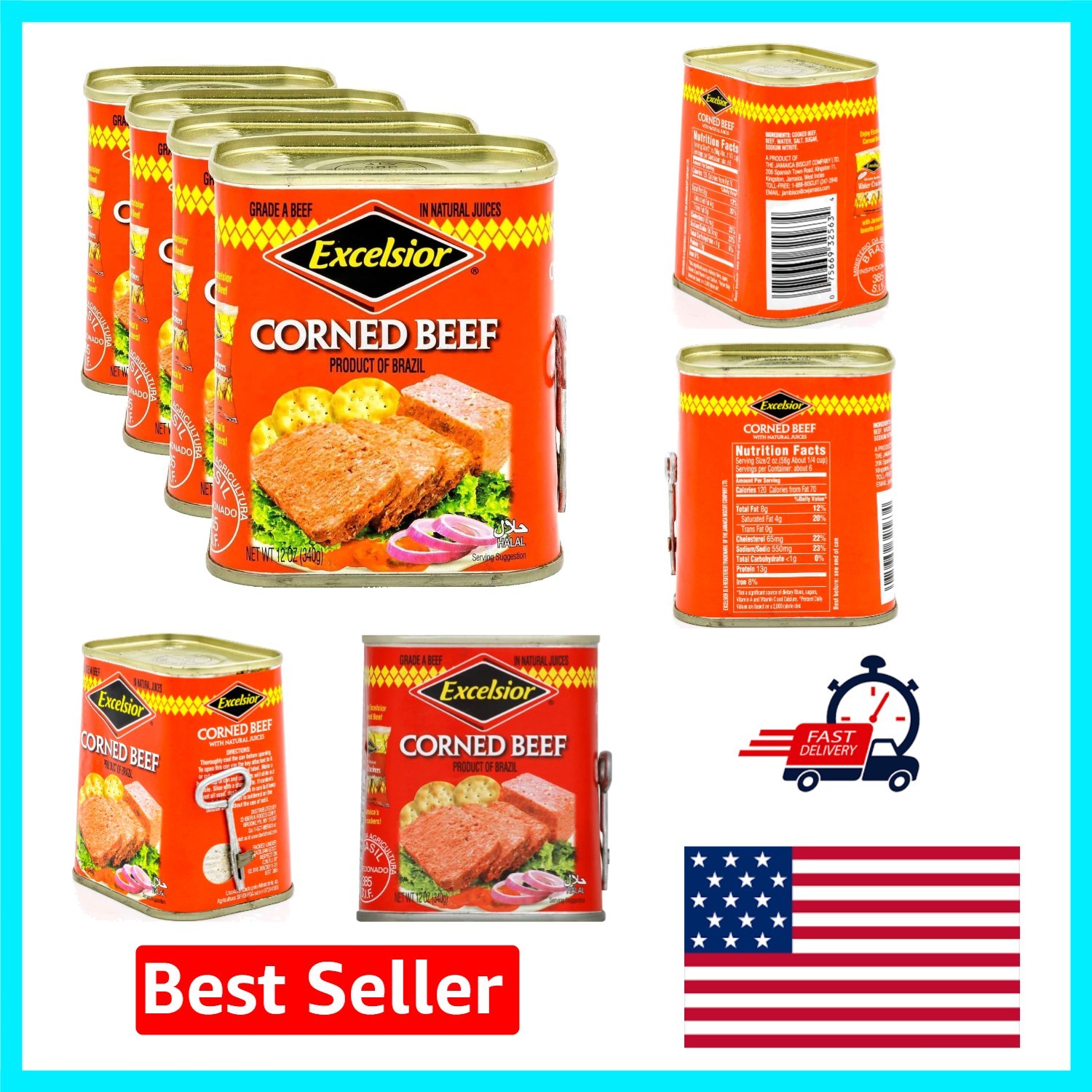 12 Oz Pack of 4 Tender Corned Beef – Perfect Snack for Meat Lovers & Easy Dishes