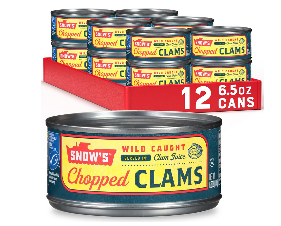 Snow’s Wild Caught Chopped Clams Canned, 6.5 oz Can (Pack of 12)