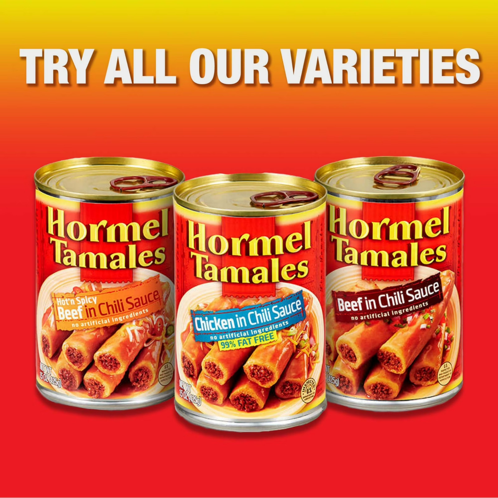 HORMEL Beef Tamales in Chili Sauce, Shelf Stable, 15 Oz Steel Can, (4 pack)