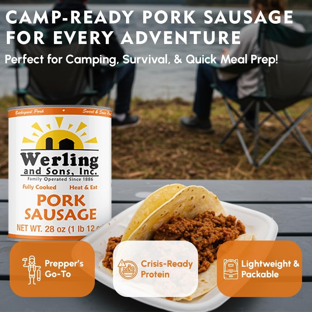 6 Cans Pack- Werling & Sons Pork Sausag Filling 28 Oz Fully Cooked Heat & Serve