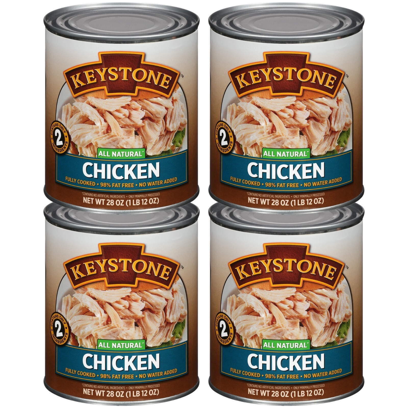 4 Pack Keystone Meats All Natural Canned Chicken 28 oz Can Meat Fully Cooked