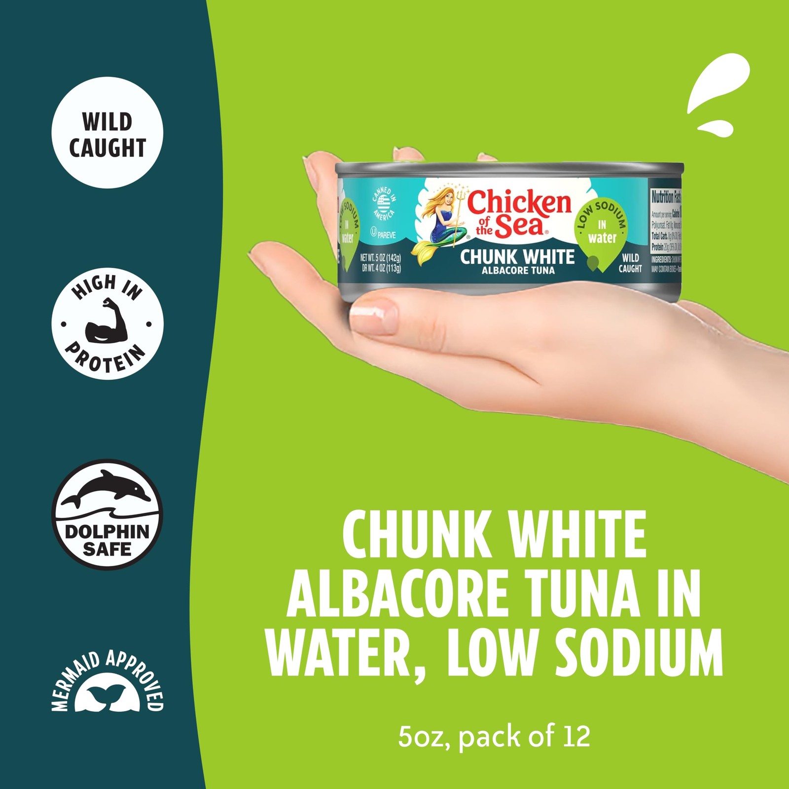 Wild Caught Chunk White Albacore Tuna in Water, 5 oz Cans, 12-Count – High Pr…